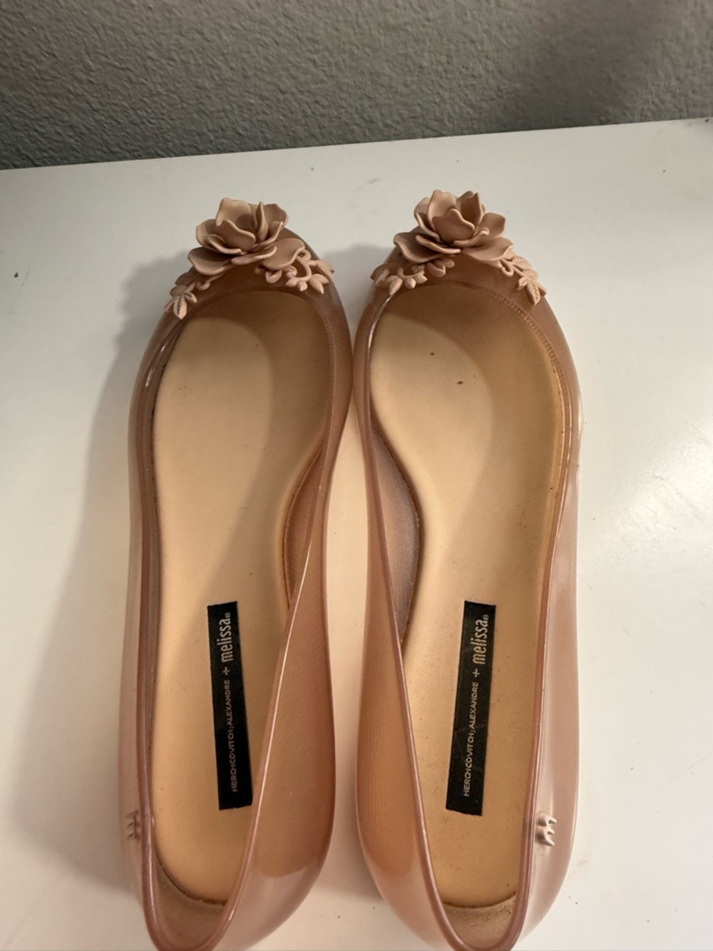 Melissa + Alexandre Herchcovitch Taupe Floral Jelly Ballet Flats - Picture 3 of 7